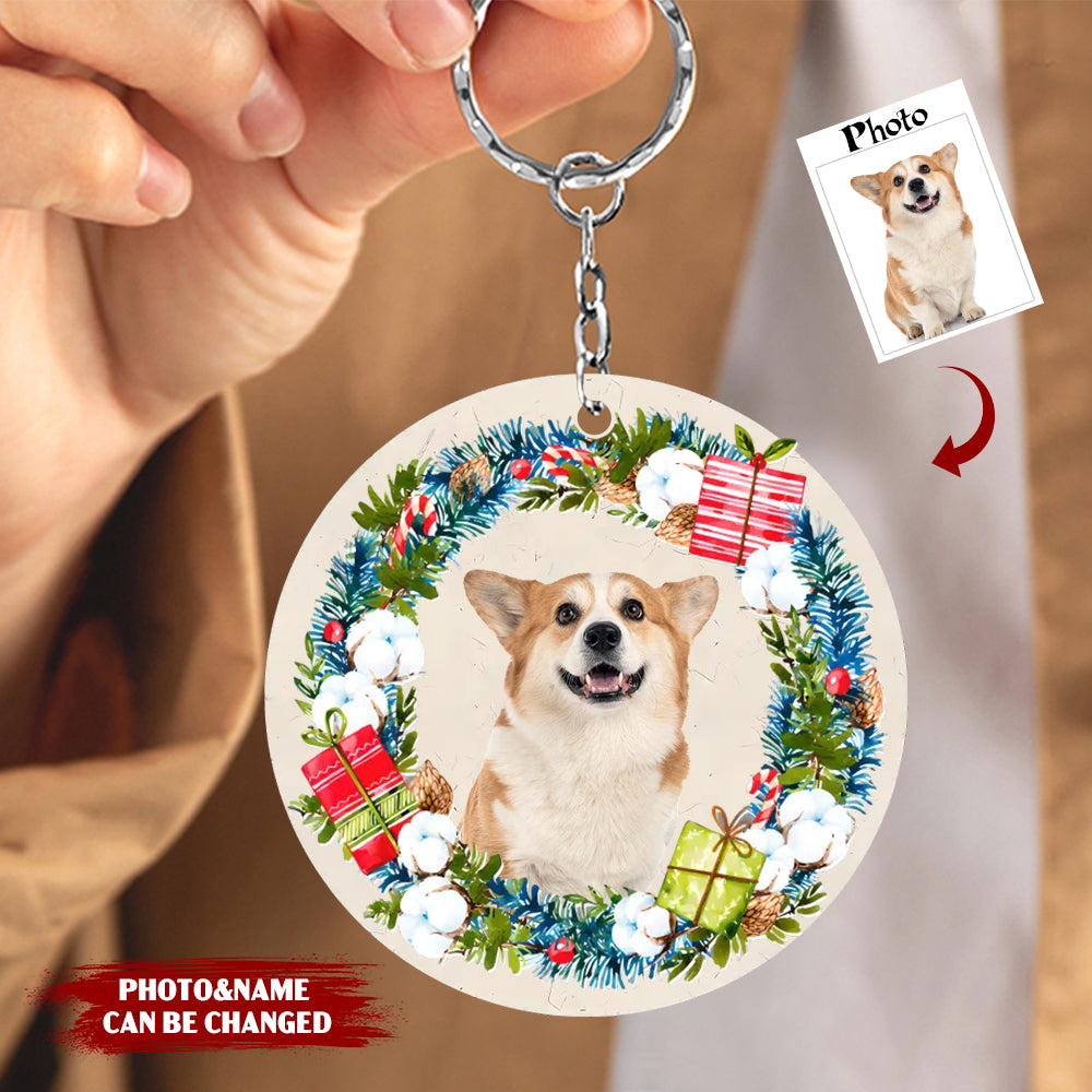 Christmas Custom Photo Dog Cat Acrylic Keychain