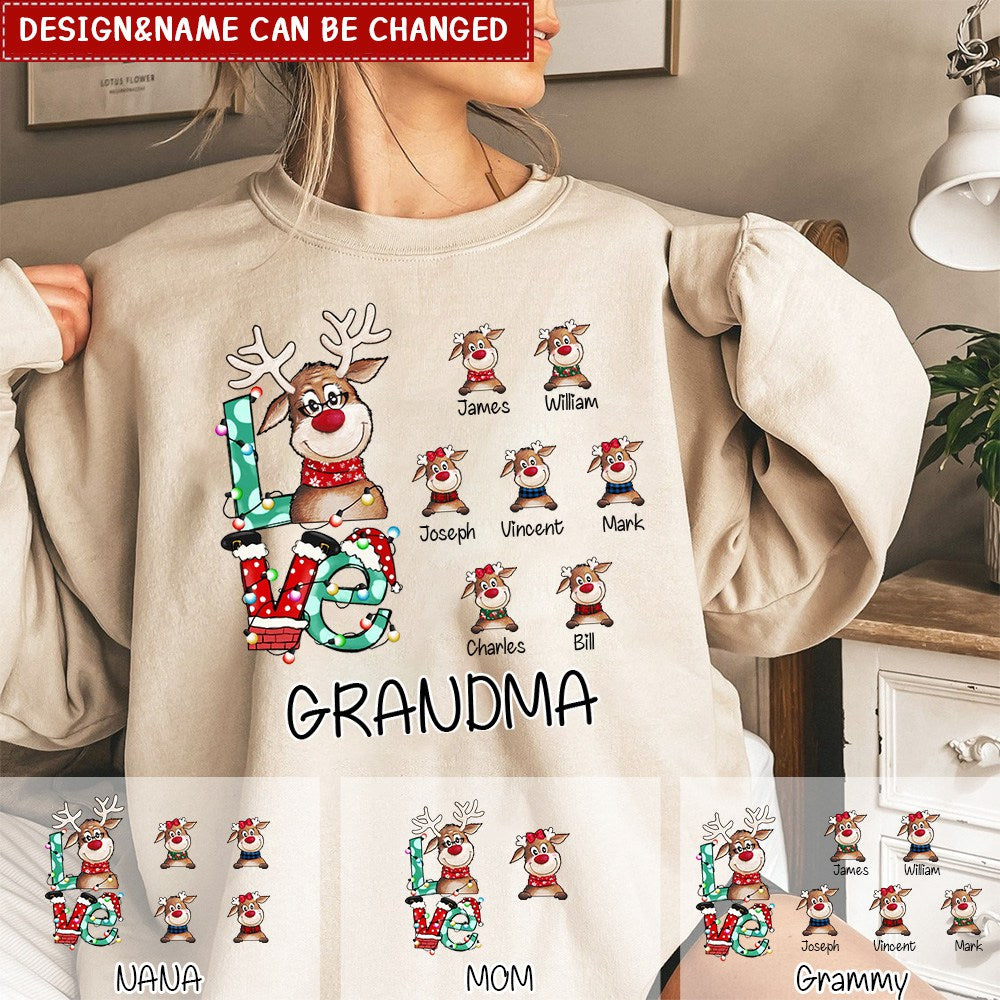 Christmas Gift For Grandma Reindeer - Custom Appearance And Name - Personalized Sweatshirt
