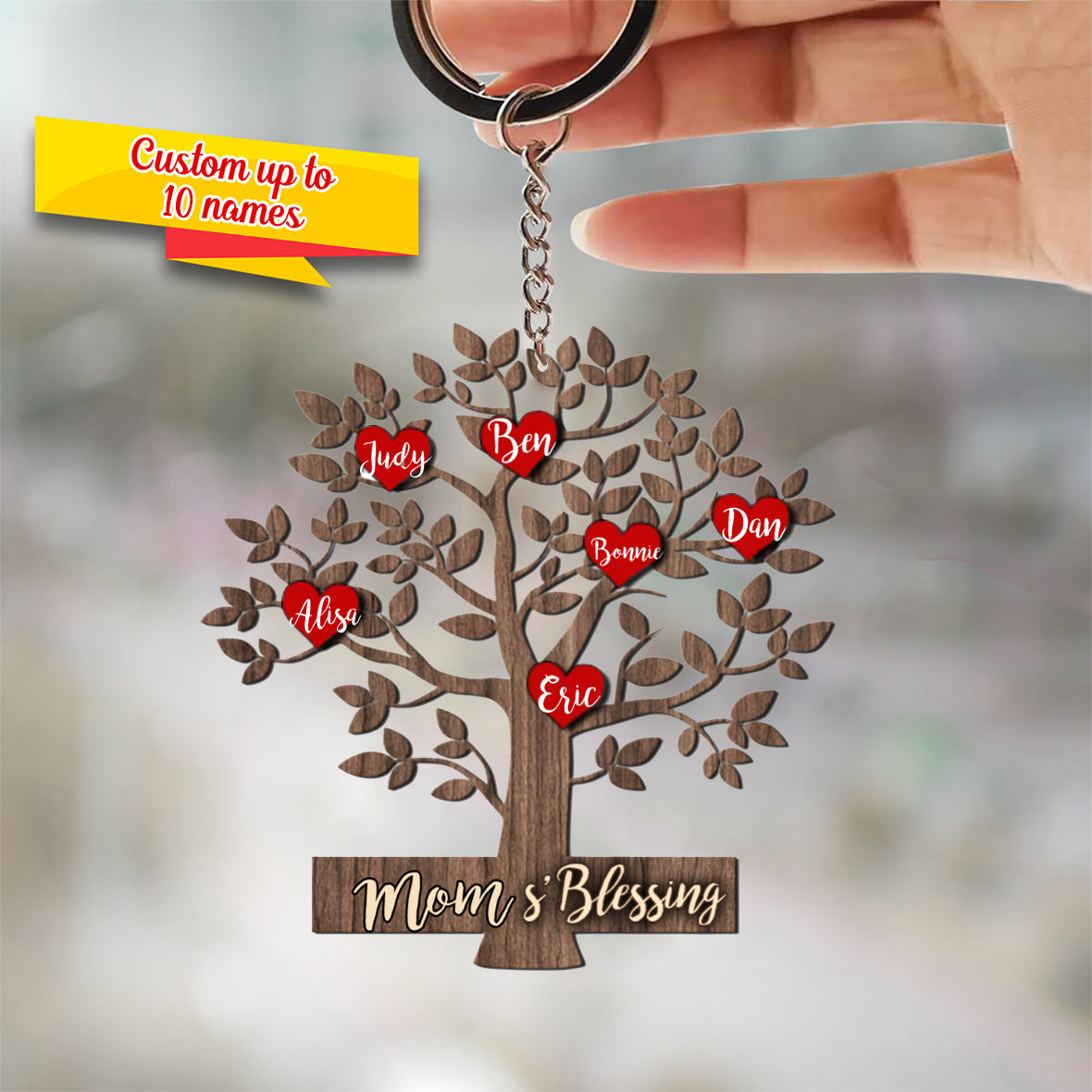 Mother’s day gift-Blessing Tree Personalized Name Keychain