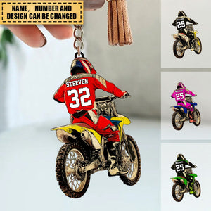 Custom Personalized Motocross Keychain Vintage Style, Dirt Bike Gifts