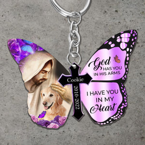 God Has You In His Arms Personalized Butterfly Keychain