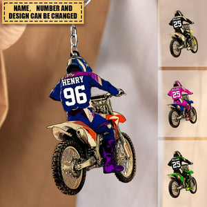 Custom Personalized Motocross Keychain Vintage Style, Dirt Bike Gifts