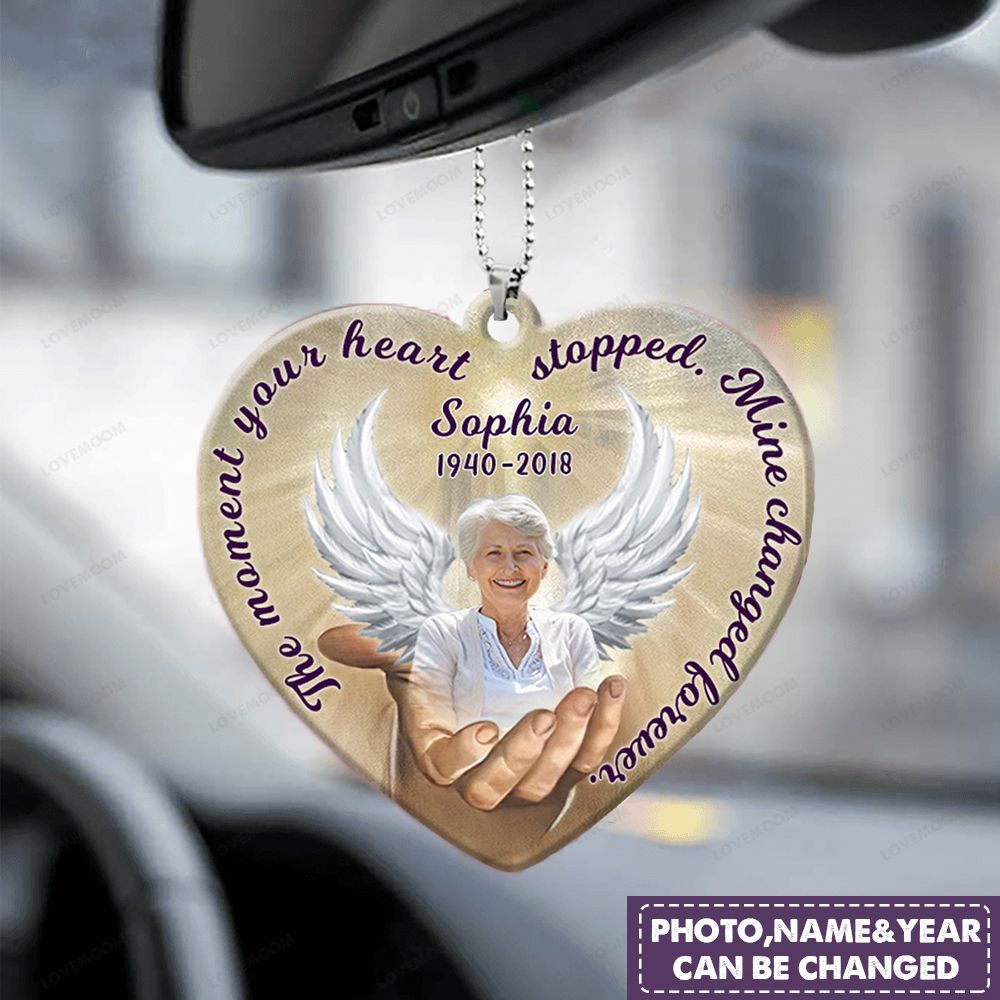 Personalized Moment Your Heart Stopped Mine Changed Forever Memorial Ornament