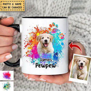 Watercolor Splash Upload Dog Photo Custom Name Personalized Mug