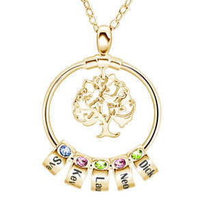 To My Sister-Tree of Life Heart Necklace With Custom Name&Birthstone Beads