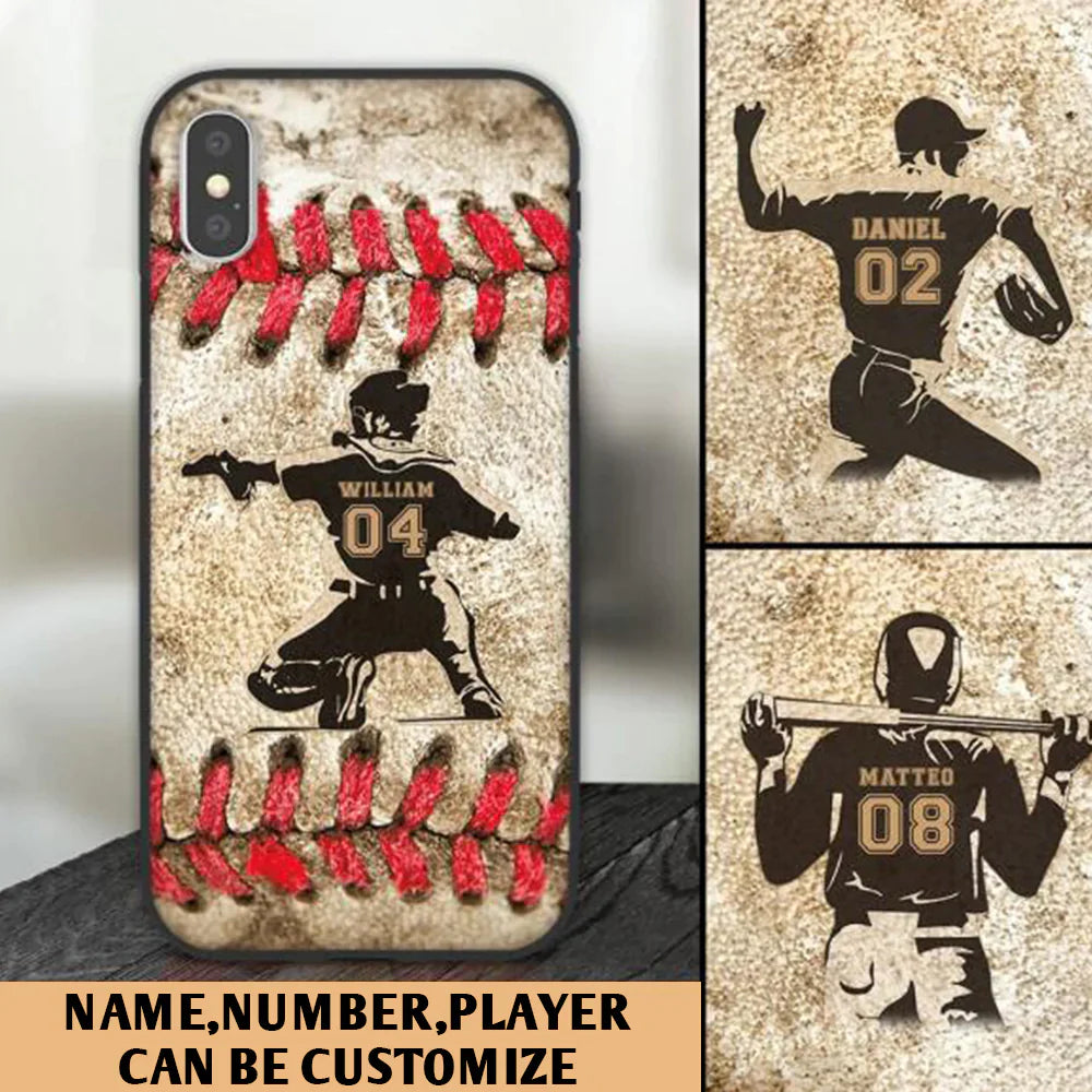 Baseball Player Sport Personalized Glass Phone Case
