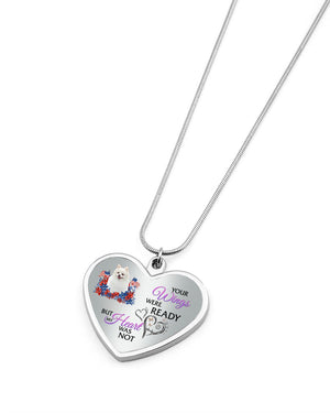Loyalty-WHITE Pomeranian Your Wings Metallic Heart Necklace