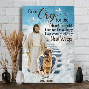 For Dog Lover. Angel wings, Walking with Jesus, Don't cry for me - Heaven Canvas Prints