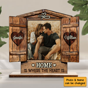 Personalized Couples Custom Photo Home Is Where The Heart Is Wood Plaque