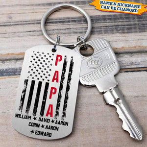 Personalized Papa And Kid Father's day Stainless Steel Keychain