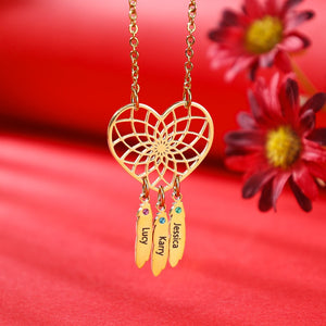 Personalized Dream Catcher Necklace With Birthstones Custom Name Necklace Gifts For Her