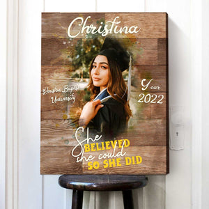 She believed She could so she did Personalised 2022 Graduation Canvas Prints