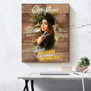 She believed She could so she did Personalised 2022 Graduation Canvas Prints