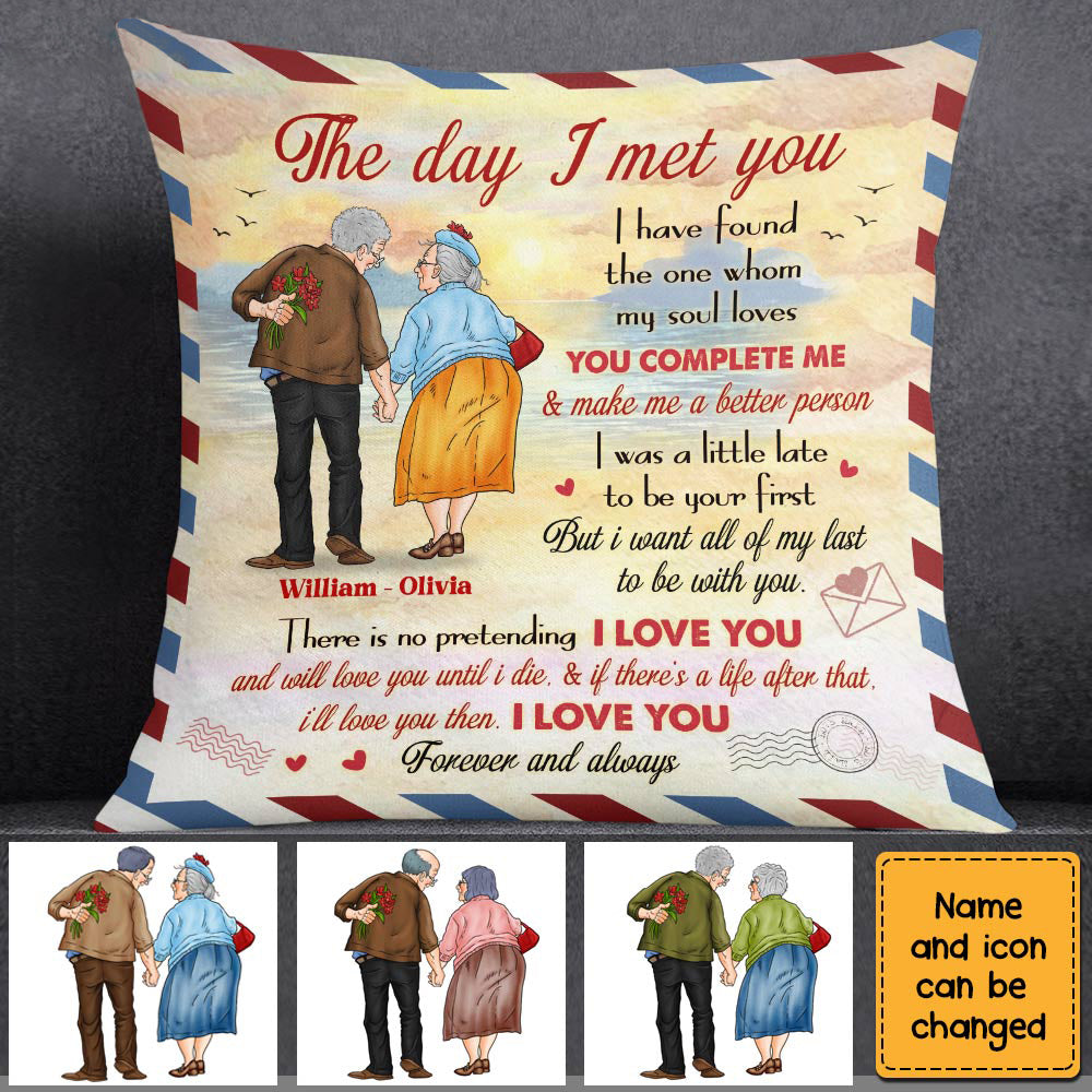 Personalized Old Couple The Day I Met You Love Letter Pillow
