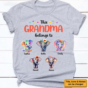 Personalized This Grandma Belongs To Elephant T-Shirt