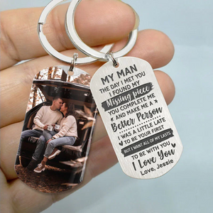 To My Man, Personalized Photo Keychain for Couple Husband Boyfriend Gift