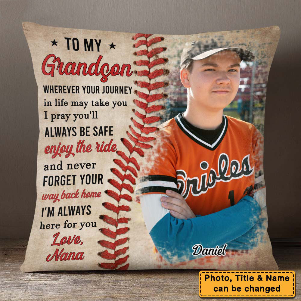 Personalized Baseball Gift For Grandson To My Grandson Pillow