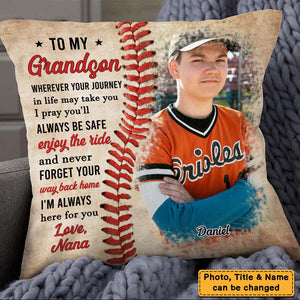 Personalized Baseball Gift For Grandson To My Grandson Pillow