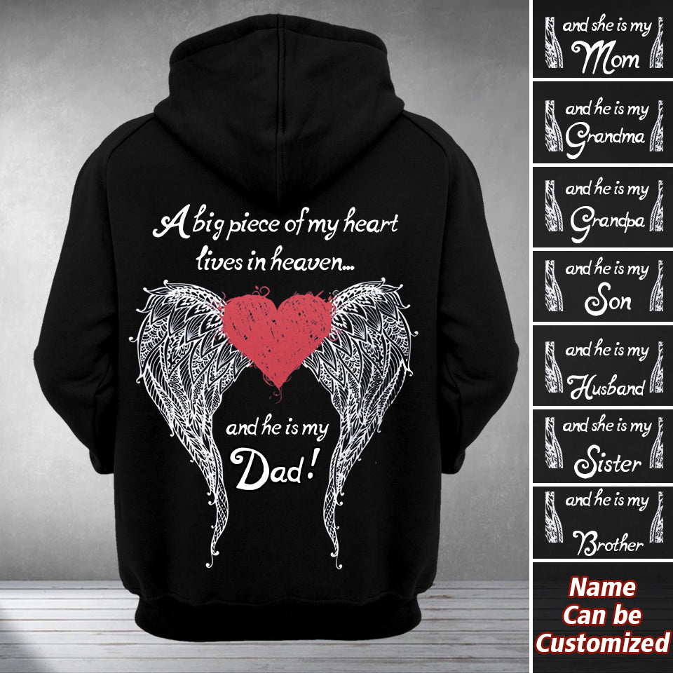 Personalized A Big Piece Of My heart Lives In Heaven Hoodie