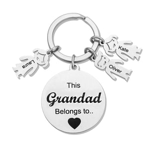 Customized Family Keychain Engraved with Kids and Pets Charms