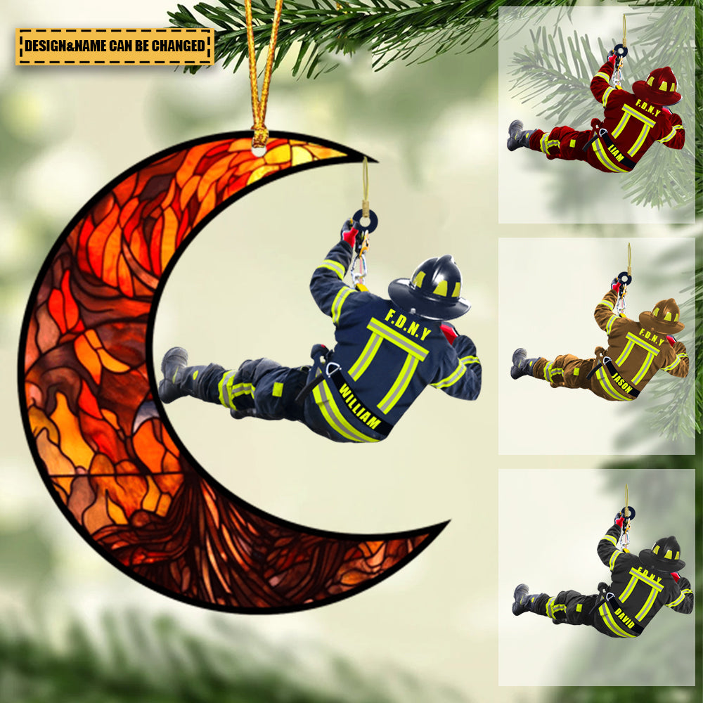 Personalized Firefighter Rescuing- Acrylic Custom Shape Ornament- Gift For Firefighter