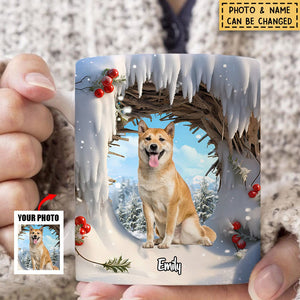 Custom Pet Photo Winter Snowy Christmas Personalized Mug Gift For Pet Lover