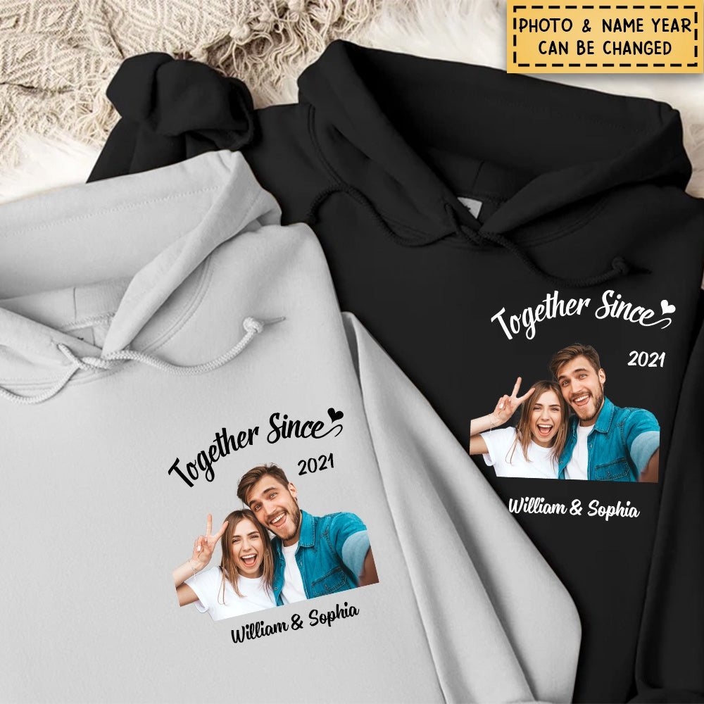 Custom Photo Together Since  - Personalized Hoodie - Gift For Couples
