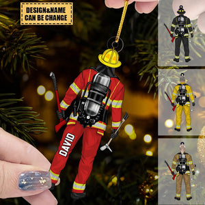 Firefighter Personalized Acrylic Ornament For Fireman - Custom Christmas Gift Firefighter