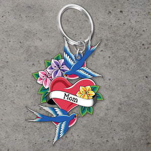 Personalized Bird Heart Memorial Gift Keychain