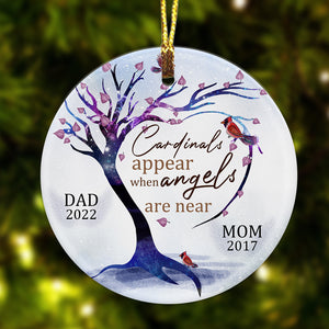 Personalized Cardinals appear when angels are near Memorial Circle Ornament