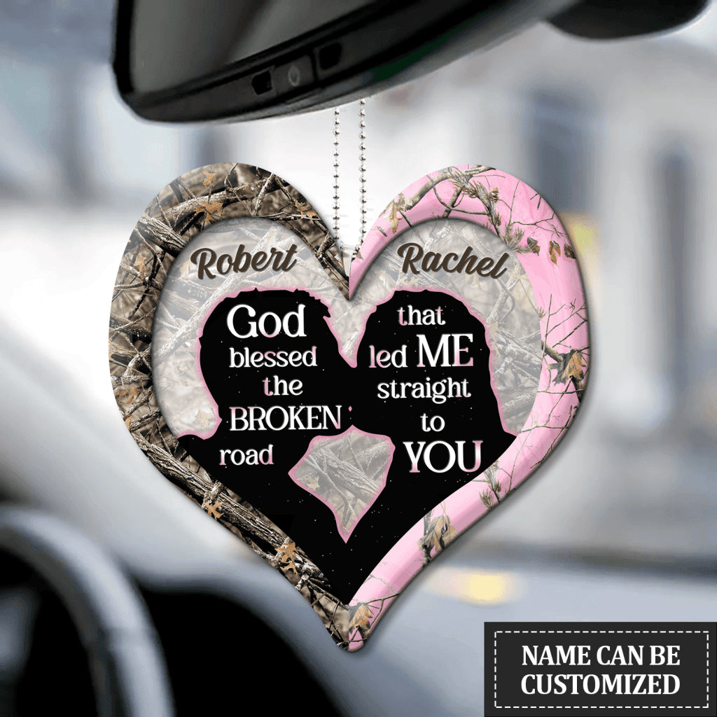 Silhouette Of Couple Kissing God Blessed Personalized Ornament