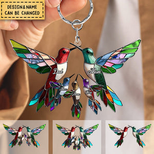 Family Members Christmas Hummingbird Together Personalized Acrylic Keychain