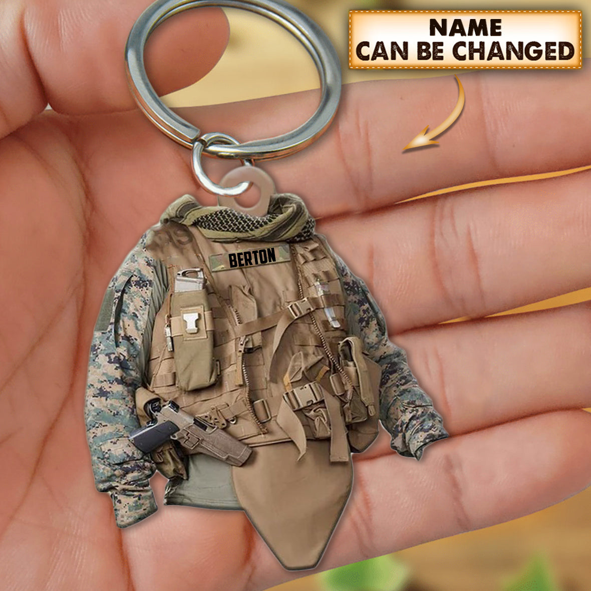 Personalized Military Uniform Keychain