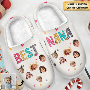 Custom Photo Best Nana Ever - Family Personalized Custom Fluffy Slippers - Gift For Mom, Grandma
