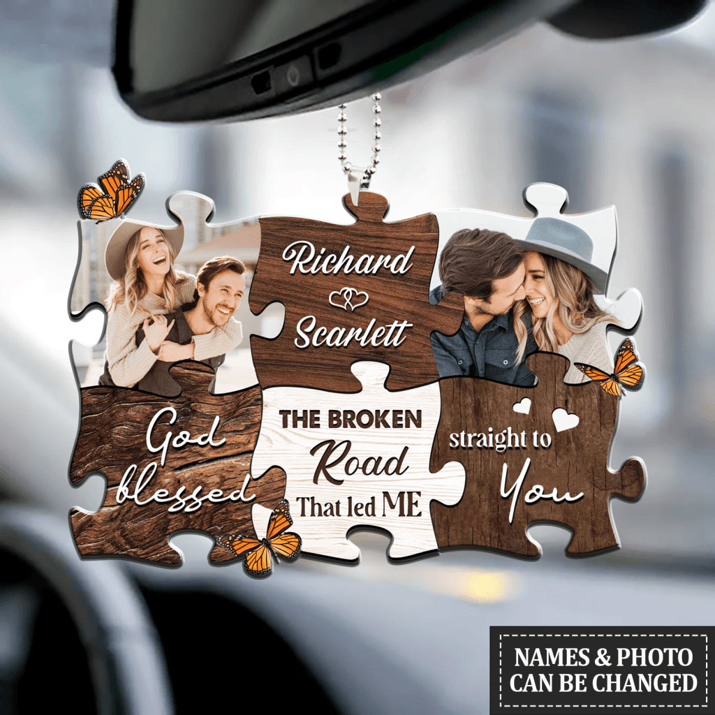Puzzle Pieces God Blessed Personalized Ornament