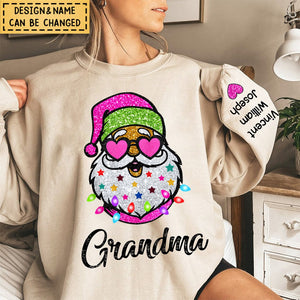 Cute Christmas Santa With Sunglasses Nana Mom Claus Personalized Sweatshirt
