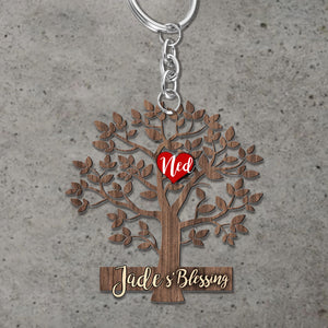 Mother’s day gift-Blessing Tree Personalized Name Keychain