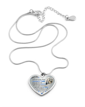 Bearded Collie-sleeping angel Heart Necklace