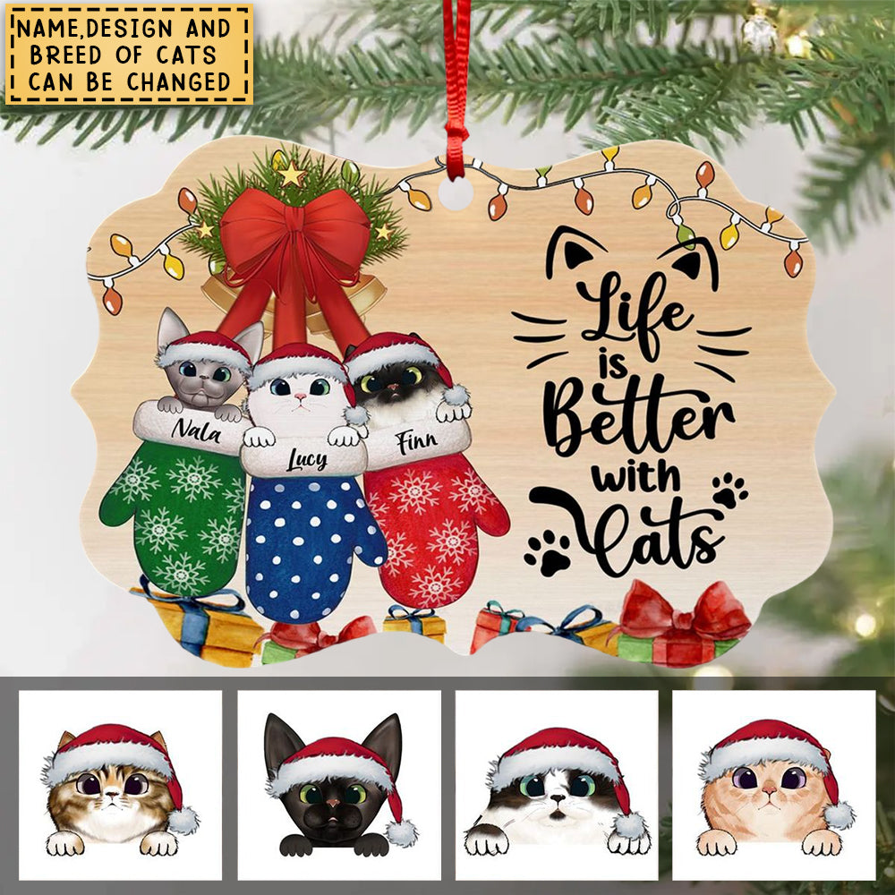 Cat Lovers - Life Is Better With Cats - Personalized Ornament