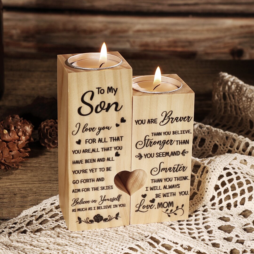 To My Son - I Love You - Candle Holder Candlestick Mom to Son