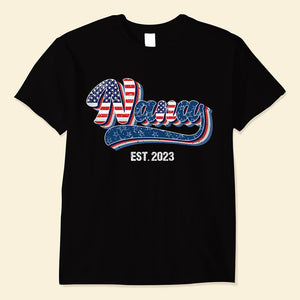 Personalized Unique 4th Of July Grandma Auntie Mom Nana EST American Flag T-shirt