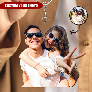 Custom Photo Couple Family - Personalized Acrylic Keychain - Gift For Couples