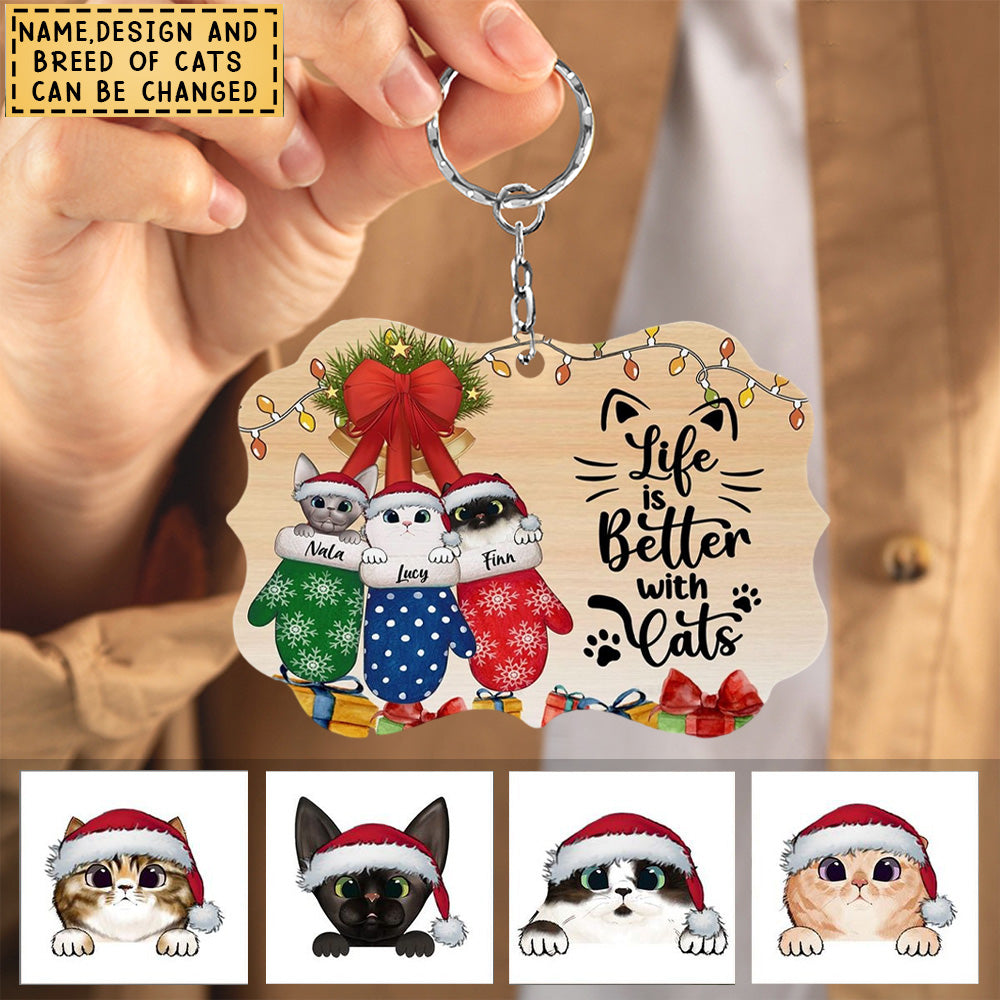Cat Lovers - Life Is Better With Cats - Personalized Acrylic Keychain