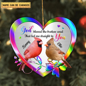 Cardinal Couple God Blessed Personalized Ornament