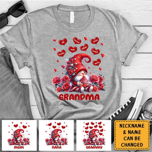 Personalized Red Flower Grandma Mom Sweet Heart Kids Pure cotton T-Shirt