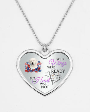 Loyalty-WHITE Labrador Your Wings Metallic Heart Necklace