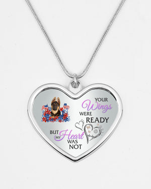 Loyalty-German Shepherd 1 Your Wings Metallic Heart Necklace