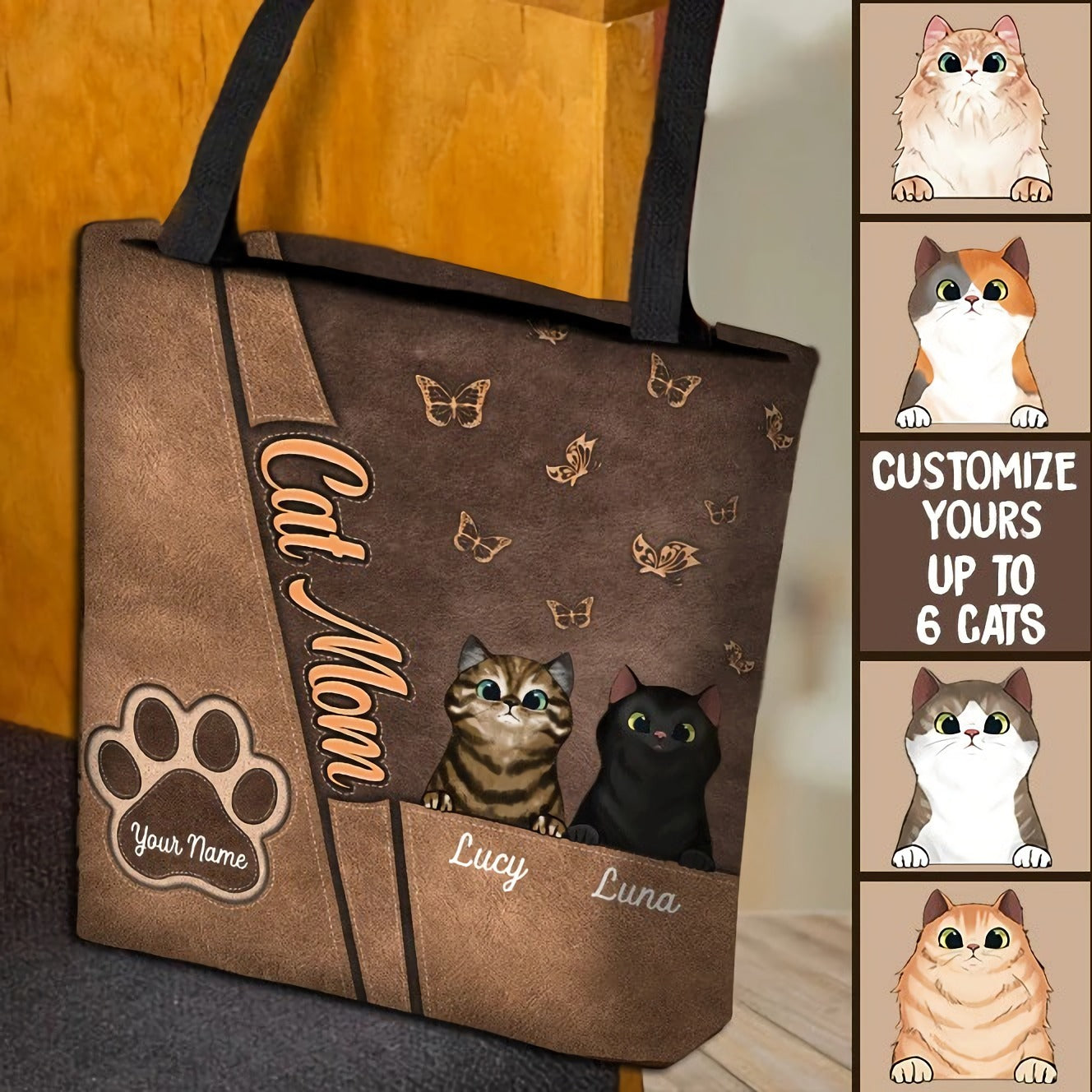 Gift For Mother Cat Personalized Cloth Tote Bag