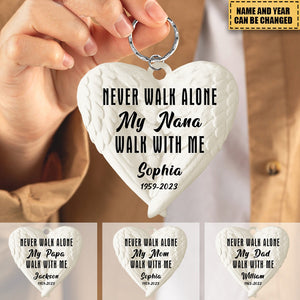 Never Walk Alone Walk With Me-Personalized Wing Keychain