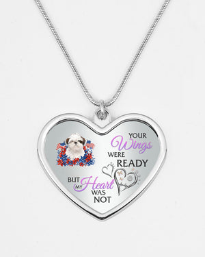 Loyalty-WHITE Shih Tzu Your Wings Metallic Heart Necklace
